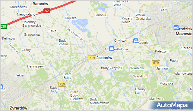 mapa Jaktorów, Jaktorów na mapie Targeo