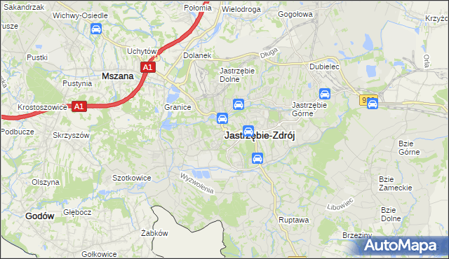 mapa Jastrzębie-Zdrój, Jastrzębie-Zdrój na mapie Targeo