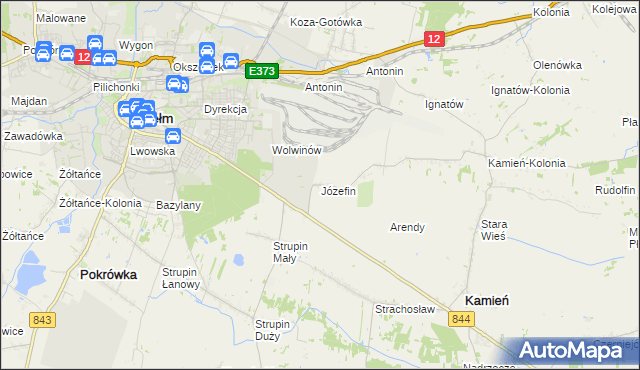 mapa Józefin gmina Kamień, Józefin gmina Kamień na mapie Targeo