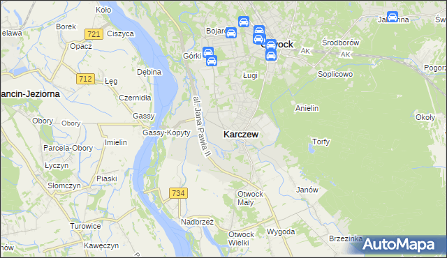 mapa Karczew powiat otwocki, Karczew powiat otwocki na mapie Targeo