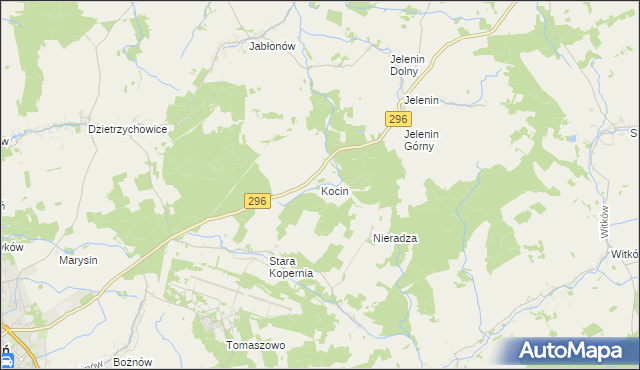 mapa Kocin gmina Żagań, Kocin gmina Żagań na mapie Targeo