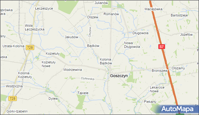 mapa Kolonia Bądków, Kolonia Bądków na mapie Targeo