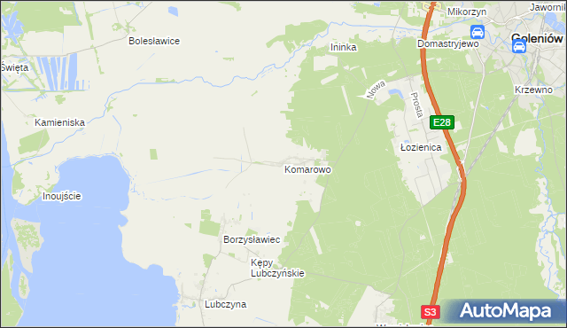 mapa Komarowo, Komarowo na mapie Targeo