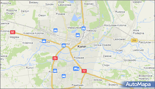 mapa Konina, Konin na mapie Targeo