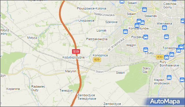 mapa Konopnica powiat lubelski, Konopnica powiat lubelski na mapie Targeo