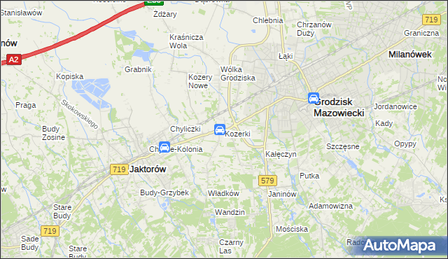 mapa Kozerki, Kozerki na mapie Targeo