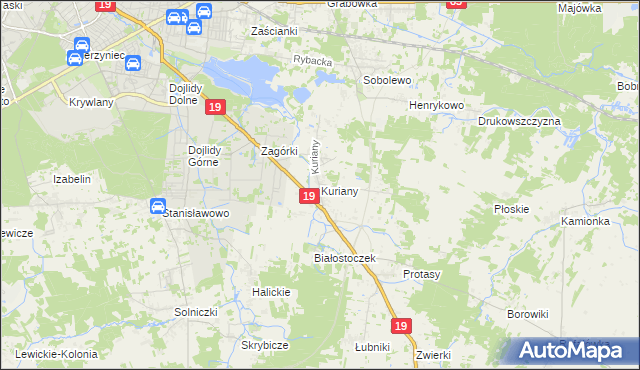 mapa Kuriany gmina Zabłudów, Kuriany gmina Zabłudów na mapie Targeo