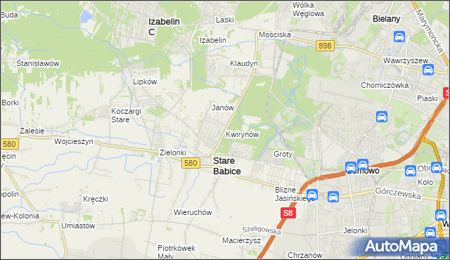 mapa Kwirynów gmina Stare Babice, Kwirynów gmina Stare Babice na mapie Targeo