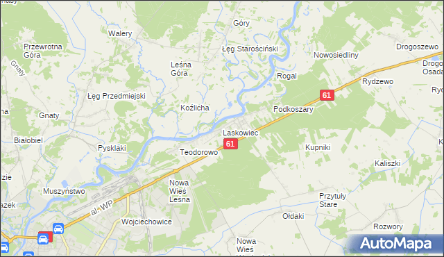 mapa Laskowiec gmina Rzekuń, Laskowiec gmina Rzekuń na mapie Targeo