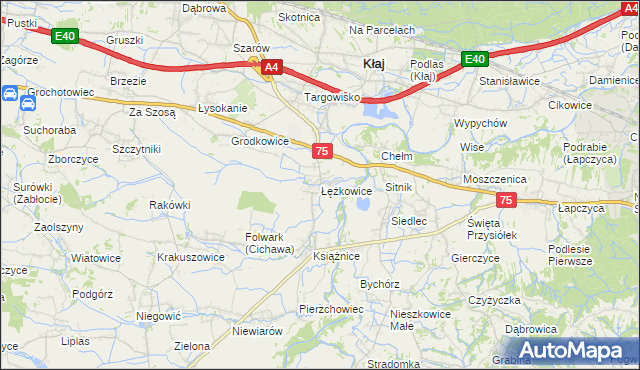 mapa Łężkowice, Łężkowice na mapie Targeo
