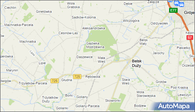 mapa Mała Wieś gmina Belsk Duży, Mała Wieś gmina Belsk Duży na mapie Targeo