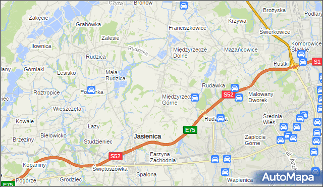 mapa Międzyrzecze Górne, Międzyrzecze Górne na mapie Targeo