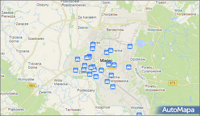 mapa Mielca, Mielec na mapie Targeo