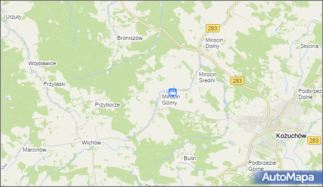 mapa Mirocin Górny, Mirocin Górny na mapie Targeo