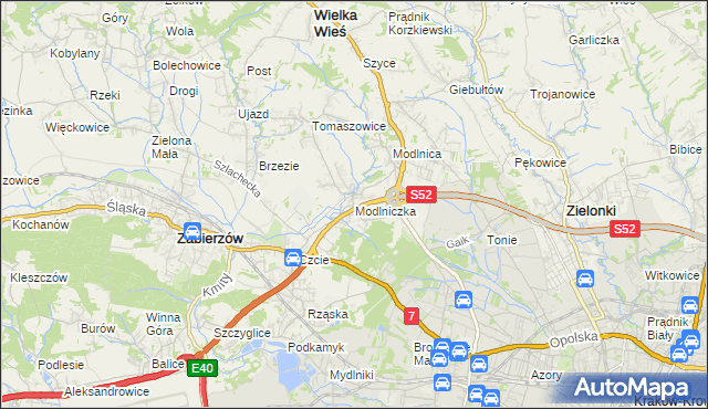 mapa Modlniczka, Modlniczka na mapie Targeo