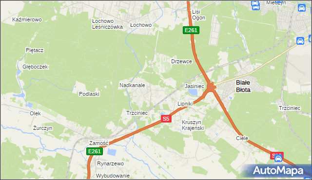 mapa Murowaniec gmina Białe Błota, Murowaniec gmina Białe Błota na mapie Targeo