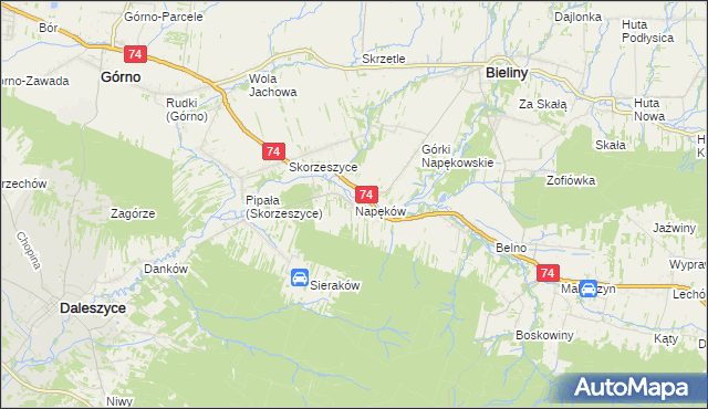 mapa Napęków, Napęków na mapie Targeo