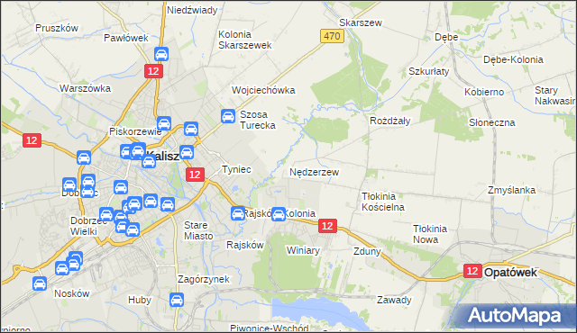mapa Nędzerzew gmina Opatówek, Nędzerzew gmina Opatówek na mapie Targeo