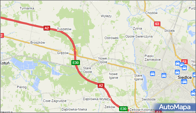 mapa Nowe Opole, Nowe Opole na mapie Targeo