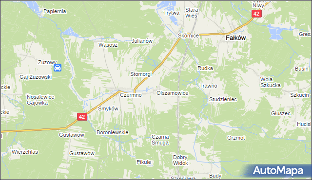 mapa Olszamowice, Olszamowice na mapie Targeo