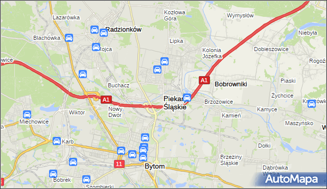 mapa Piekary Śląskie, Piekary Śląskie na mapie Targeo
