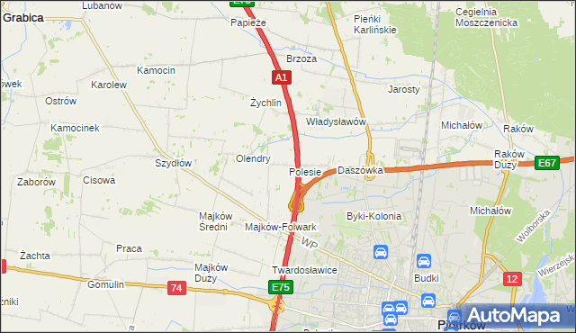 mapa Polesie gmina Grabica, Polesie gmina Grabica na mapie Targeo