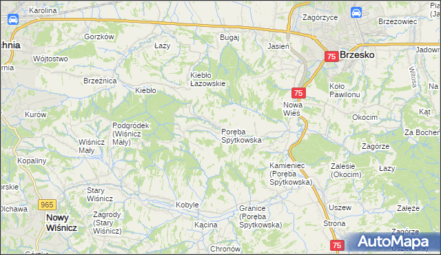 mapa Poręba Spytkowska, Poręba Spytkowska na mapie Targeo