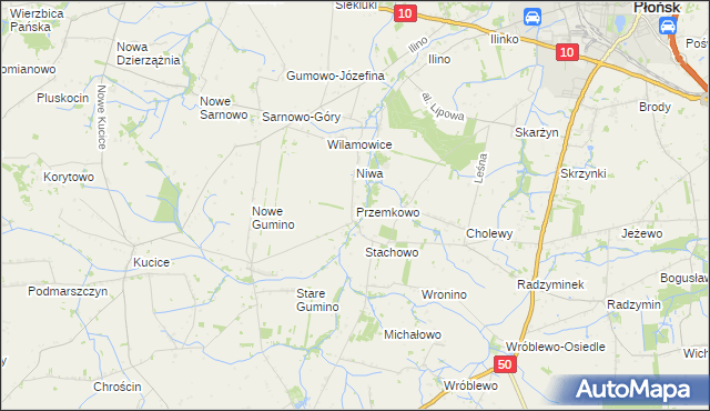 mapa Przemkowo gmina Dzierzążnia, Przemkowo gmina Dzierzążnia na mapie Targeo