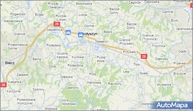 mapa Pusta Wola, Pusta Wola na mapie Targeo