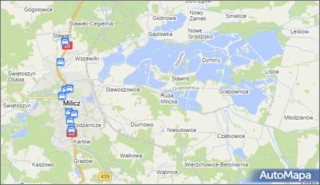 mapa Ruda Milicka, Ruda Milicka na mapie Targeo