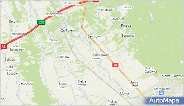 mapa Sierakowice Lewe, Sierakowice Lewe na mapie Targeo