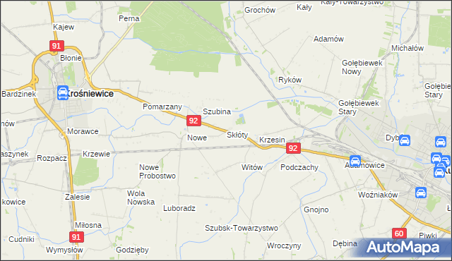 mapa Skłóty, Skłóty na mapie Targeo