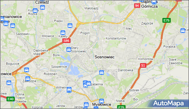 mapa Sosnowca, Sosnowiec na mapie Targeo