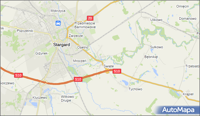 mapa Strachocin gmina Stargard, Strachocin gmina Stargard na mapie Targeo