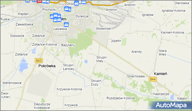 mapa Strupin Mały, Strupin Mały na mapie Targeo