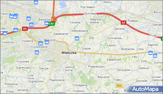 mapa Sułków gmina Wieliczka, Sułków gmina Wieliczka na mapie Targeo