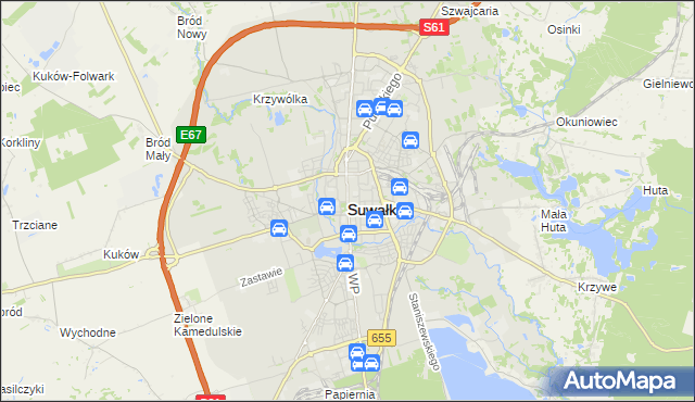 mapa Suwałk, Suwałki na mapie Targeo