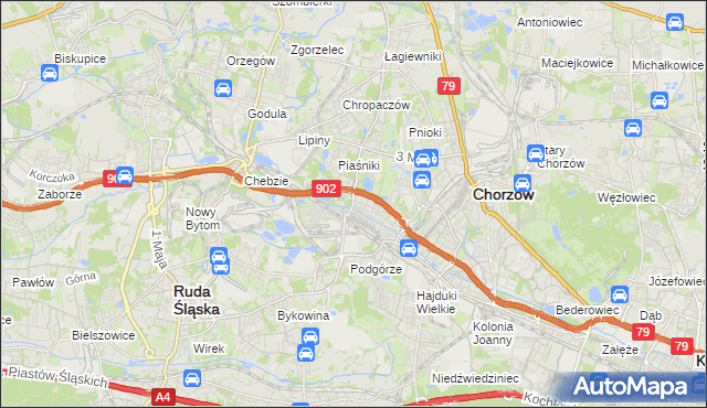 mapa Świętochłowice, Świętochłowice na mapie Targeo