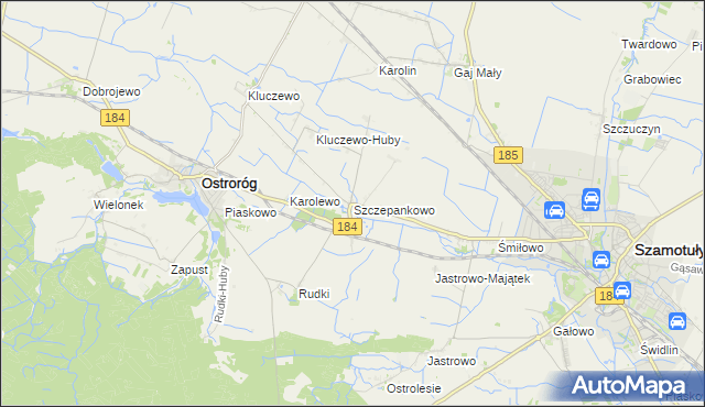 mapa Szczepankowo gmina Ostroróg, Szczepankowo gmina Ostroróg na mapie Targeo