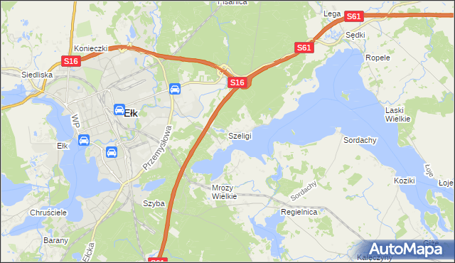 mapa Szeligi gmina Ełk, Szeligi gmina Ełk na mapie Targeo