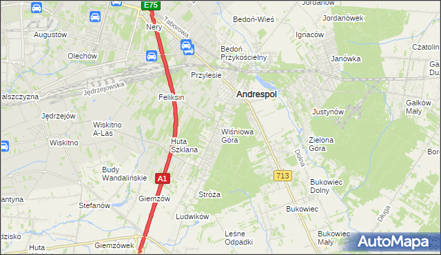 mapa Wiśniowa Góra, Wiśniowa Góra na mapie Targeo