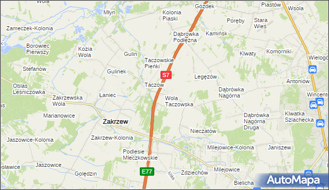 mapa Wola Taczowska, Wola Taczowska na mapie Targeo