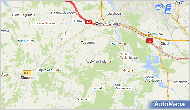 mapa Wołyńce gmina Siedlce, Wołyńce gmina Siedlce na mapie Targeo