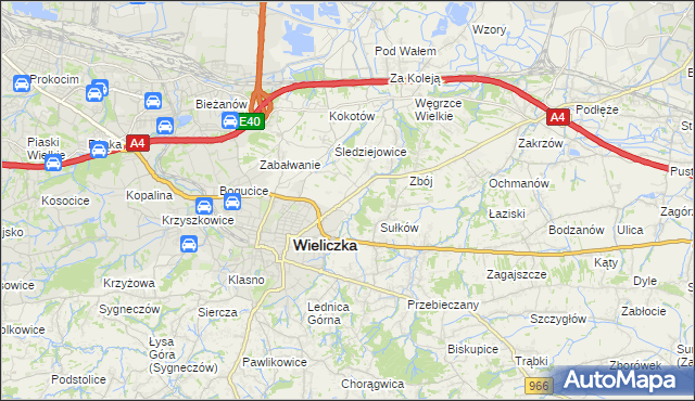 mapa Zabawa gmina Wieliczka, Zabawa gmina Wieliczka na mapie Targeo