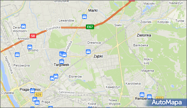 mapa Ząbki powiat wołomiński, Ząbki powiat wołomiński na mapie Targeo