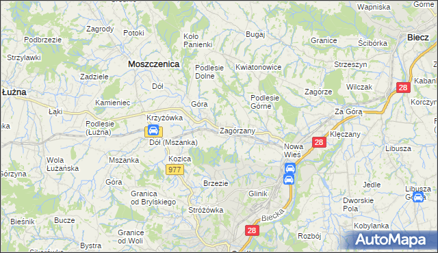 mapa Zagórzany gmina Gorlice, Zagórzany gmina Gorlice na mapie Targeo