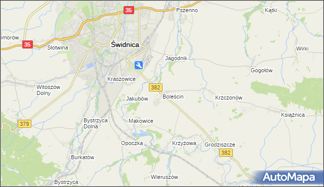 mapa Boleścin gmina Świdnica, Boleścin gmina Świdnica na mapie Targeo