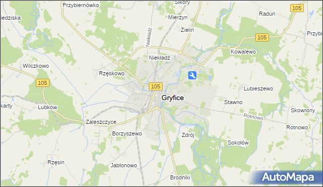 mapa Gryfice, Gryfice na mapie Targeo