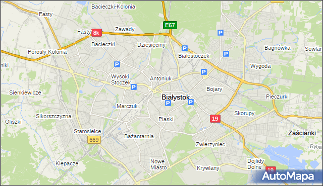 mapa Białegostoku, Białystok na mapie Targeo