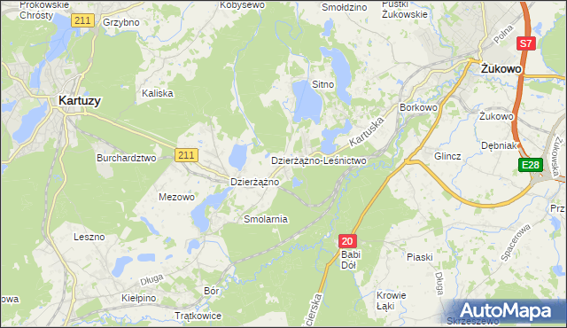 mapa Borowo gmina Kartuzy, Borowo gmina Kartuzy na mapie Targeo